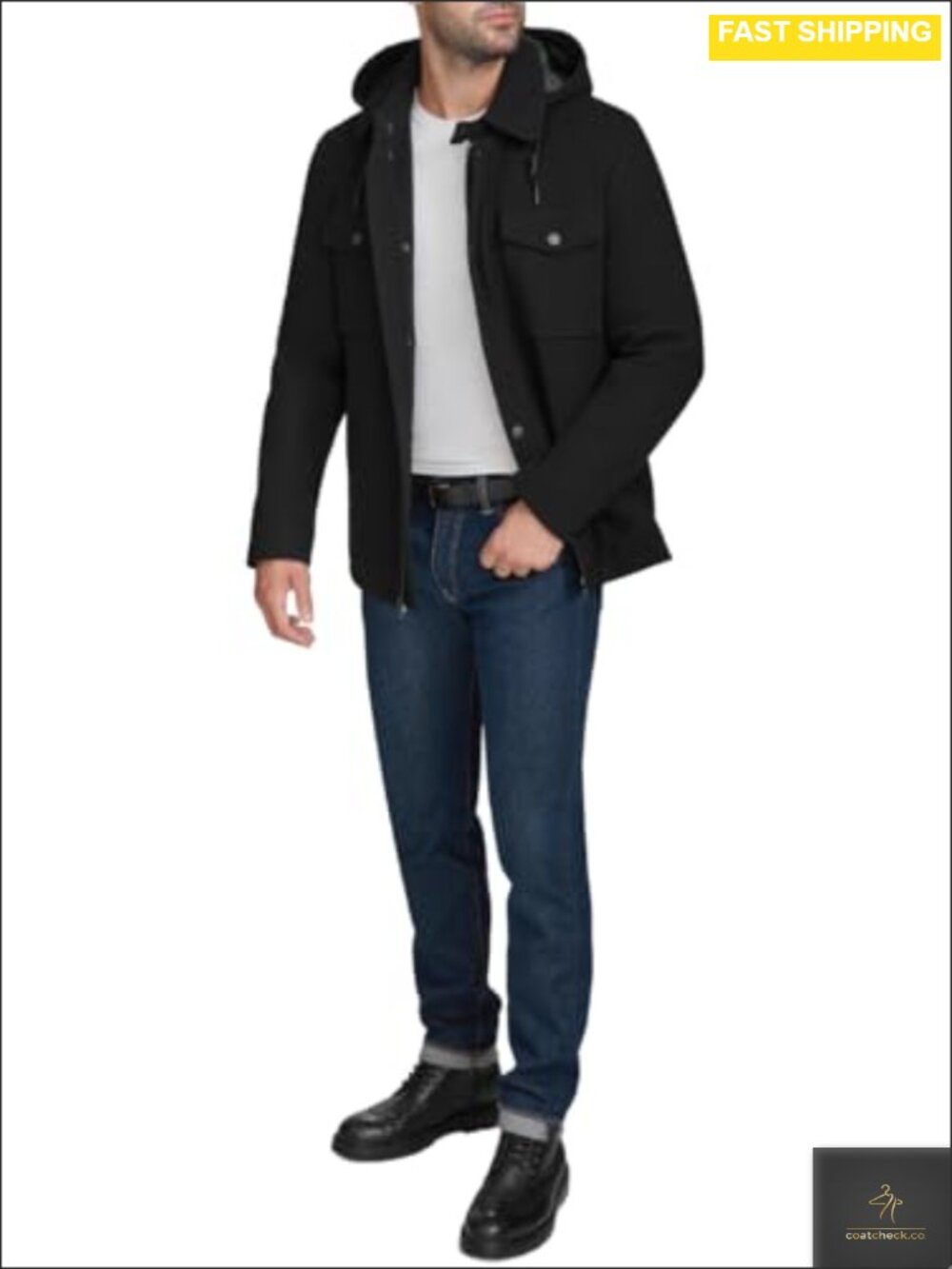 Mens Lined Wool Blend Peacoat Cold Weather Casual Coat